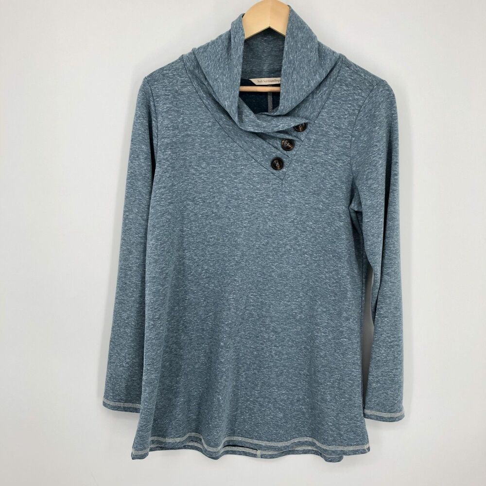 Soft‎ Surroundings Sweater Womens Small Cowl Neck Button Pullover Tunic